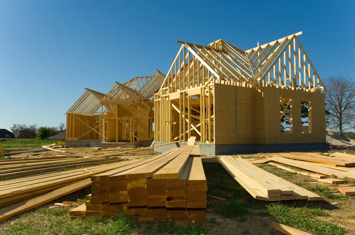 A new construction home being built